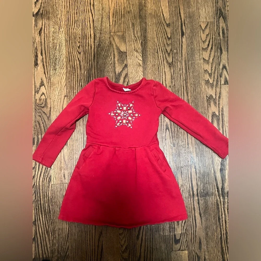 Gymboree Red Long-Sleeve Dress with Star Embellishment